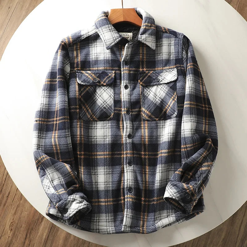 Spiritual Abacus™ Men’s Winter Fleece Flannel Shirt Jacket – Warm Plaid Long Sleeve Thermal Outdoor Coat for Hiking, Camping & Fishing