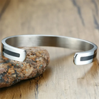 🕉 Spiritual Abacus Stainless Steel OM Cuff Bracelet – Silver Color Open Bangle for Men & Women
