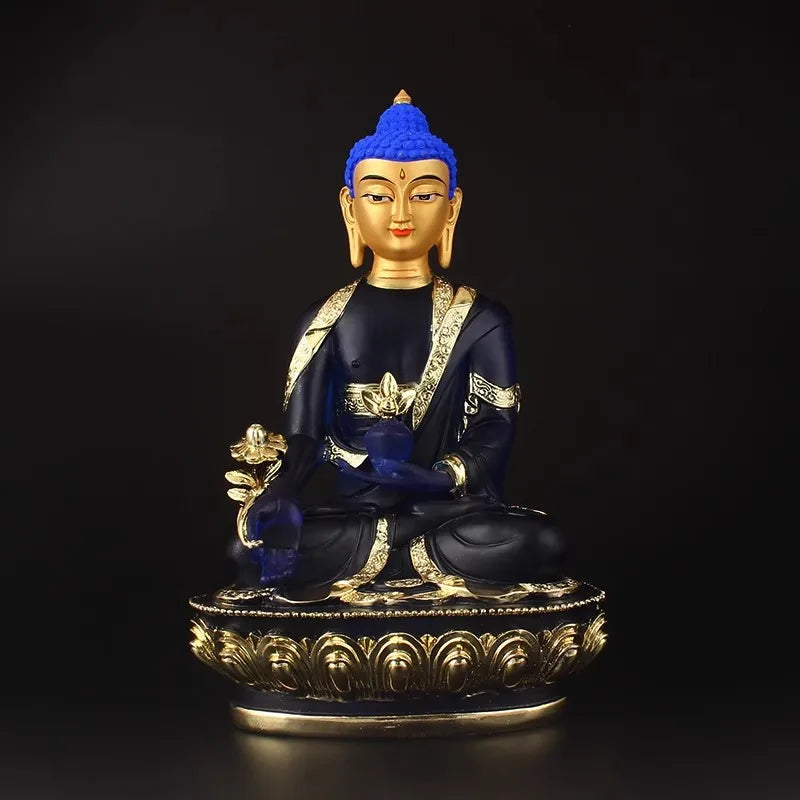 Spiritual Abacus™ Blue Resin Medicine Buddha Statue – 20cm Tibetan-Inspired Figurine for Home, Serenity & Mindful Decor