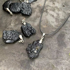 ☄️ Spiritual Abacus – Natural Black Meteorite Necklace
