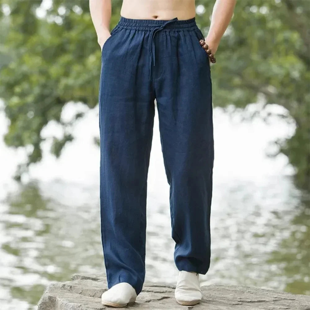 ☀️ Spiritual Abacus – 2025 Men’s Cotton Linen Loose-Fit Pants - Summer Casual • Solid Color • Breathable Fabric • Plus Sizes