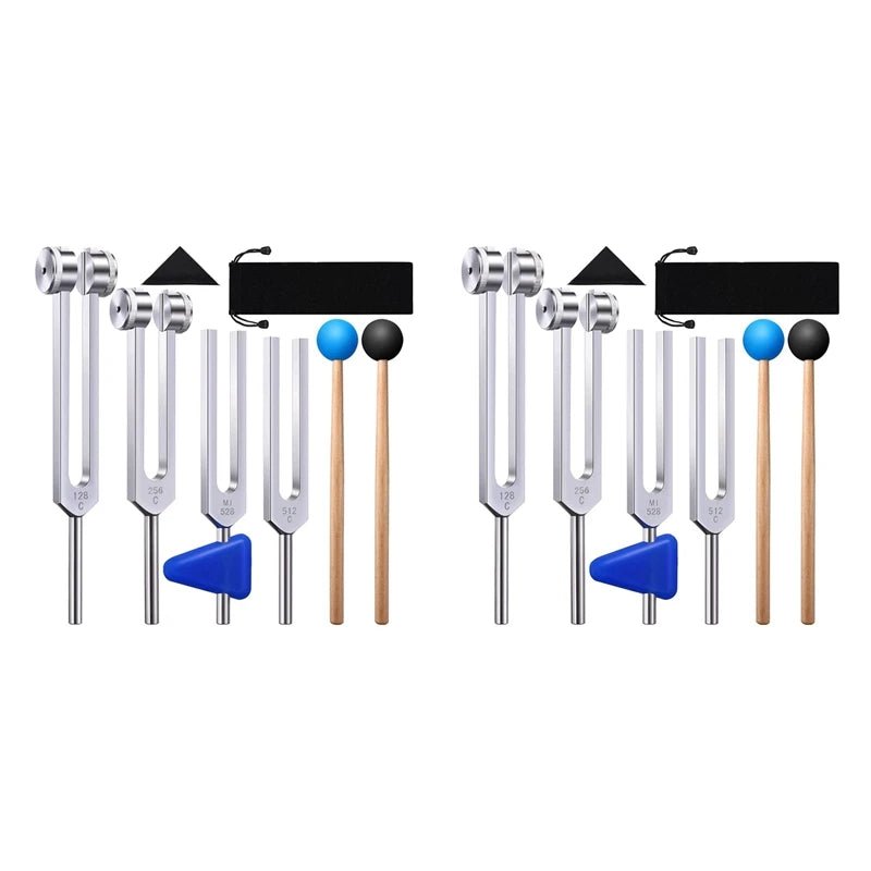 🎶 Spiritual Abacus 4-Pack Tuning Fork Set(128Hz, 256Hz, 512Hz, 528Hz)  Hammer Included
