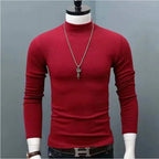 Spiritual Abacus™ Men’s Slim Fit Turtleneck Shirt – Solid Black Long Sleeve Fall/Winter Innerwear