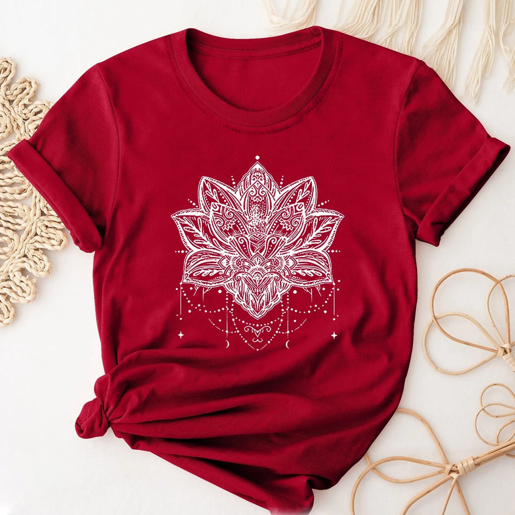 👚Spiritiual Abacus Plus Size Casual T-shirt, Women's Plus Mandala Print Short Sleeve Round Neck Slight Stretch T-shirt