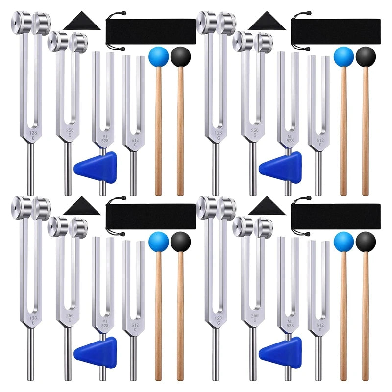 🎶 Spiritual Abacus 4-Pack Tuning Fork Set(128Hz, 256Hz, 512Hz, 528Hz)  Hammer Included