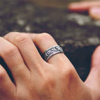 💍 Spiritual Abacus 925 Sterling Silver Mantra Ring Adjustable Retro Buddhist Om Mani Padme Hum Ring for Men