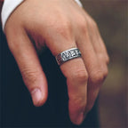 💍 Spiritual Abacus 925 Sterling Silver Mantra Ring Adjustable Retro Buddhist Om Mani Padme Hum Ring for Men