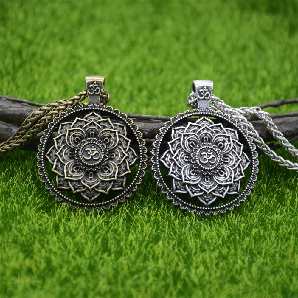 Spiritual Abacus™ Lotus Flower OM Mandala Necklace – Elegant Yoga Pendant for Women, Spiritual Jewelry Gift