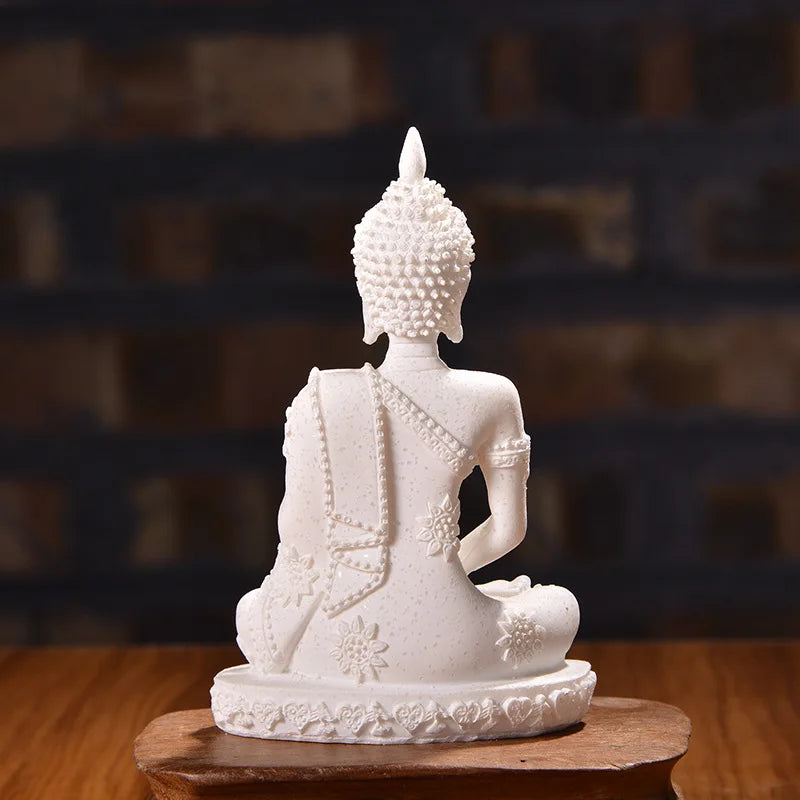 🪷 Spiritual Abacus Sandstone Buddha Statue Small Sitting Buddha Resin Sculpture