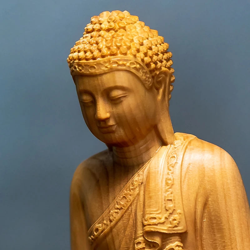Spiritual Abacus – Thai Hand-Carved Wooden Meditating Buddha With Lotus Base – Zen Altar Figurine for Home, Office & Sacred Spaces