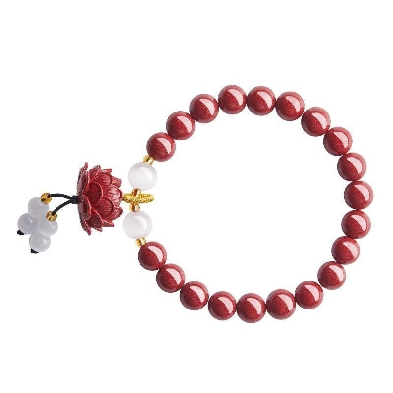 Spiritual Abacus™ Opal Lotus Meditation Bracelet – Chinese Style Cinnabar Beaded Jewelry for Peace & Positive Energy