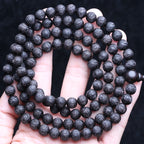 Spiritual Abacus Natural Ebony 108 Mala Beads – Tibetan Six-Character Mantra Turning Wheel Rosary Necklace