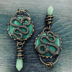Spiritual Abacus Natural Crystal Vintage Green Aventurine Dragon Snake Pendant