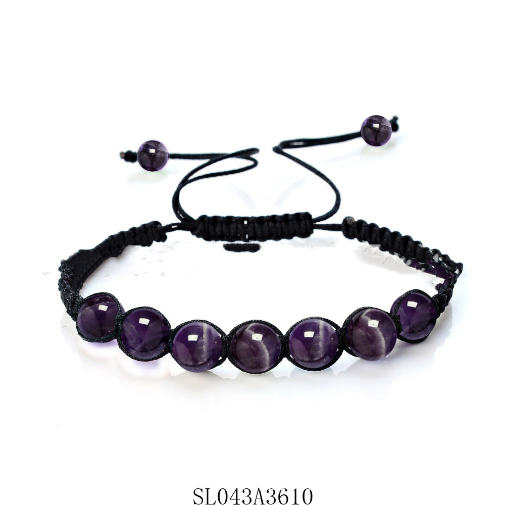 Spiritual Abacus 8MM Amethyst, Blue Gold & Green Aventurine Braided Bracelet
