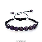 Spiritual Abacus 8MM Amethyst, Blue Gold & Green Aventurine Braided Bracelet