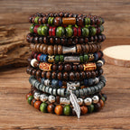 Spiritual Abacus 22-Piece Bohemian Retro Wooden Bead Bracelet Set