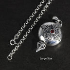 🕉️ Spiritual Abacus 925 Sterling Silver Openable Buddha Pendant – Six Words Mantra & Red Zircon Inlay
