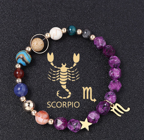 Spiritual Abacus Twelve Constellations Natural Stone Bracelet with Eight Planets