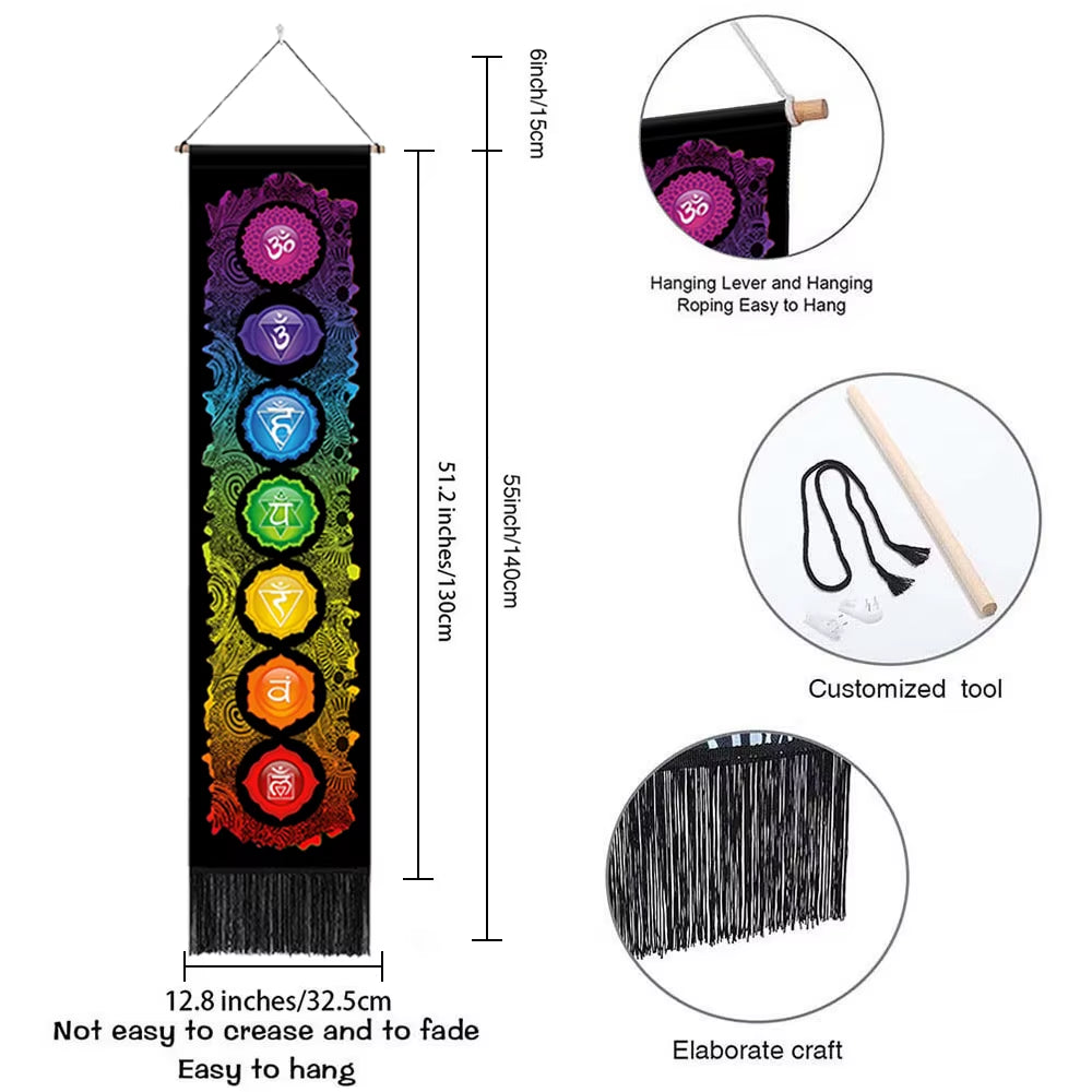 🧘‍♂️ Seven Chakra Wall Tapestry – Mandala Yoga & Meditation Wall Hanging Spiritual Room Décor for Energy Alignment & Mindful Living by Spiritual Abacus