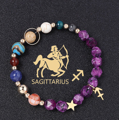 Spiritual Abacus Twelve Constellations Natural Stone Bracelet with Eight Planets