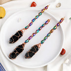 Spiritual Abacus Natural Obsidian Double Pointed Column Scepter Pendant