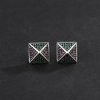 Spiritual Abacus 925 Sterling Silver Pyramid Earrings with Colorful Zirconia