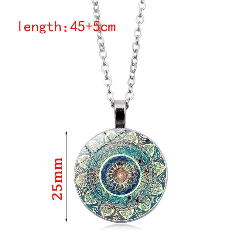 🕉️ Spiritual Abacus Mandala & Om Symbol Jewelry Set – Charm Earrings + Necklace for Women
