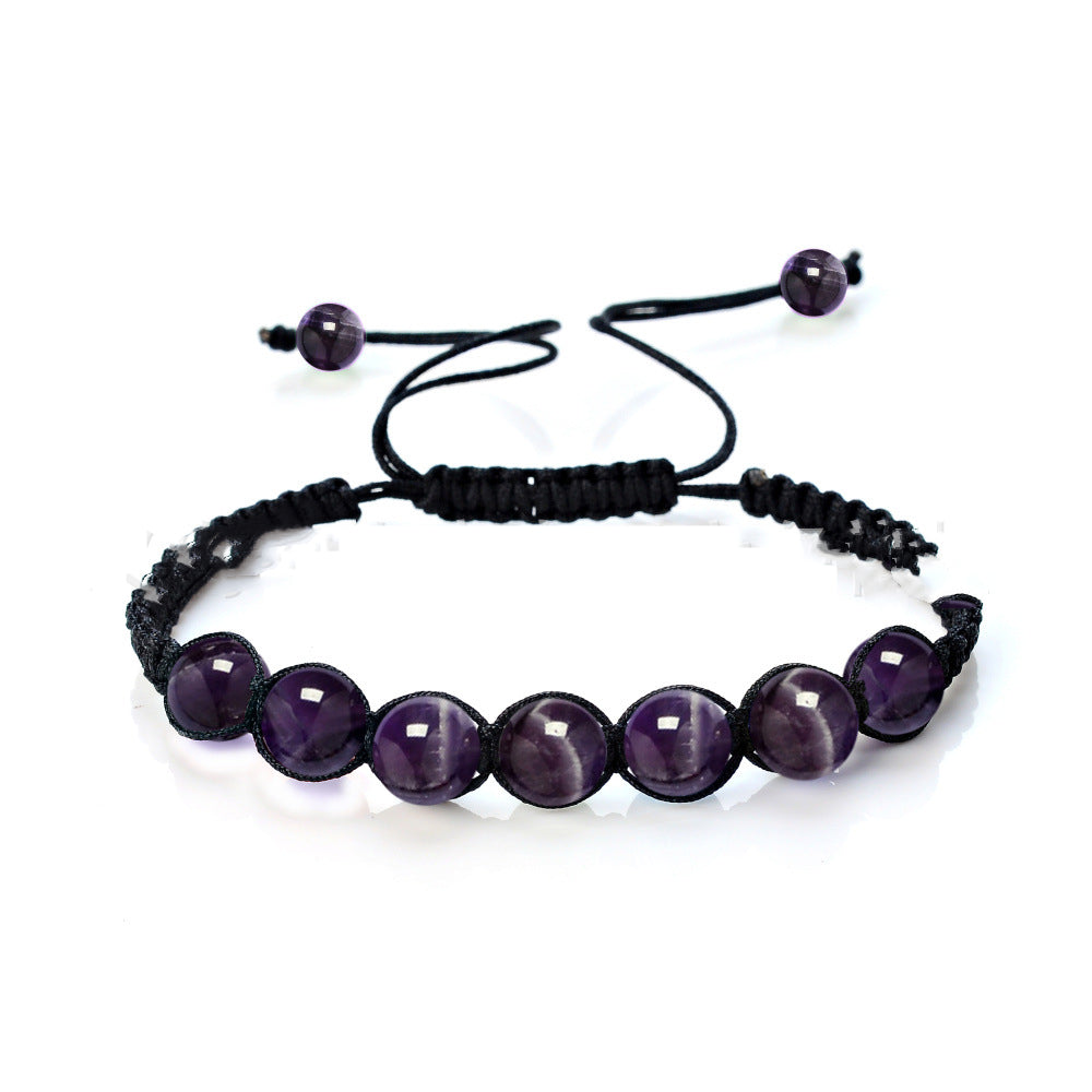 Spiritual Abacus 8MM Amethyst, Blue Gold & Green Aventurine Braided Bracelet