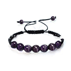 Spiritual Abacus 8MM Amethyst, Blue Gold & Green Aventurine Braided Bracelet