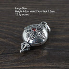 🕉️ Spiritual Abacus 925 Sterling Silver Openable Buddha Pendant – Six Words Mantra & Red Zircon Inlay