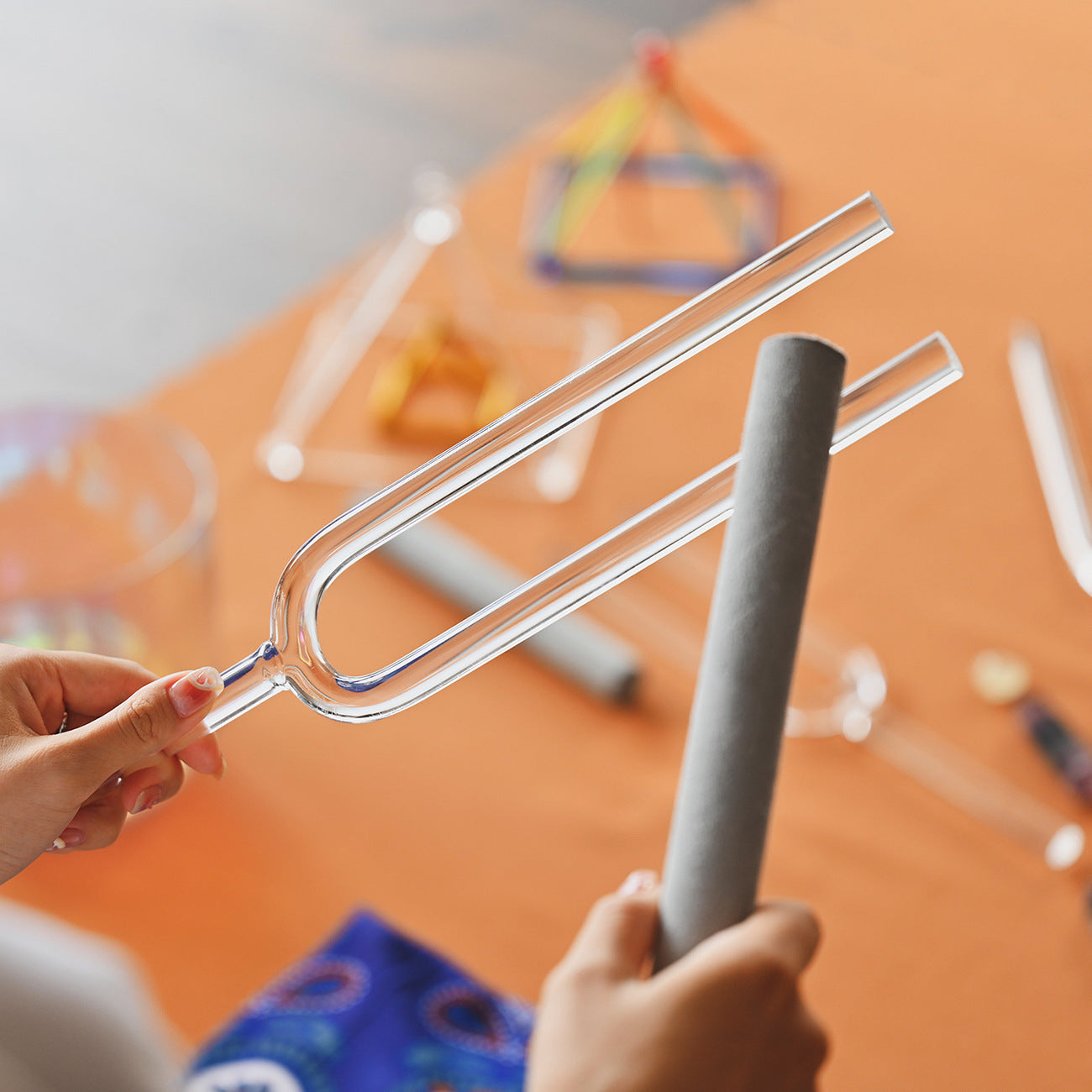 Spiritual Abacus™ Transparent Sound Therapy Tuning Fork – Handheld Meditation & Yoga Healing Instrument