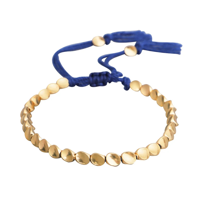 Spiritual Abacus Handmade Tibetan Copper Bead Bracelet – Adjustable Braided Rope Bracelet for Men & Women, Boho Vintage Jewelry Gift
