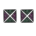 Spiritual Abacus 925 Sterling Silver Pyramid Earrings with Colorful Zirconia