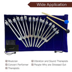 Spiritual Abacus 8-Piece Chakra Tuning Fork Set – Silver Healing Forks for Meditation, Energy Alignment & Sound Therapy