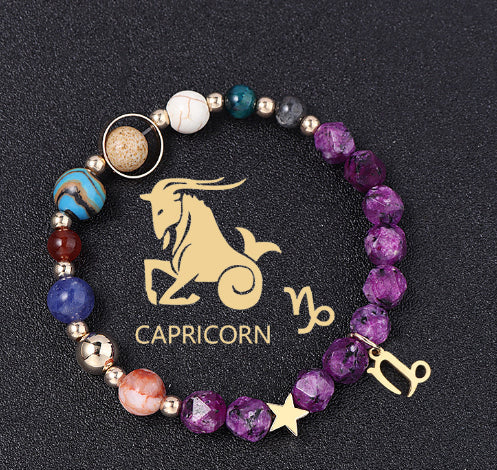 Spiritual Abacus Twelve Constellations Natural Stone Bracelet with Eight Planets