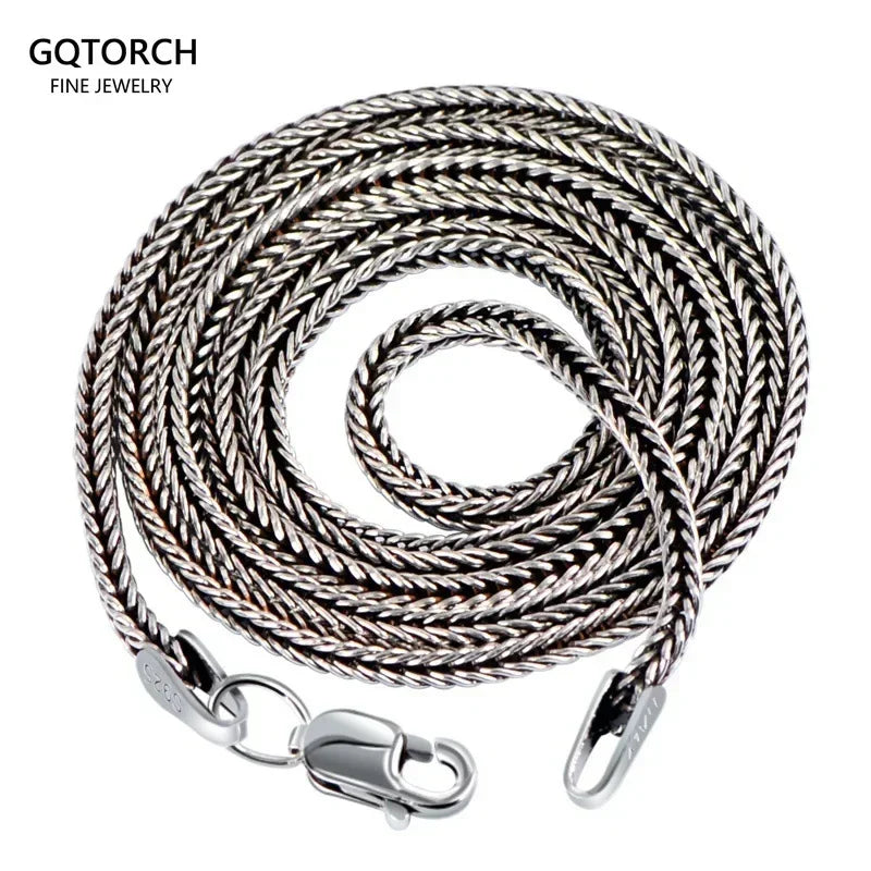 🔗 Spiritual Abacus 925 Sterling Silver Foxtail Chain Necklace – Unisex Vintage Thai Silver Style