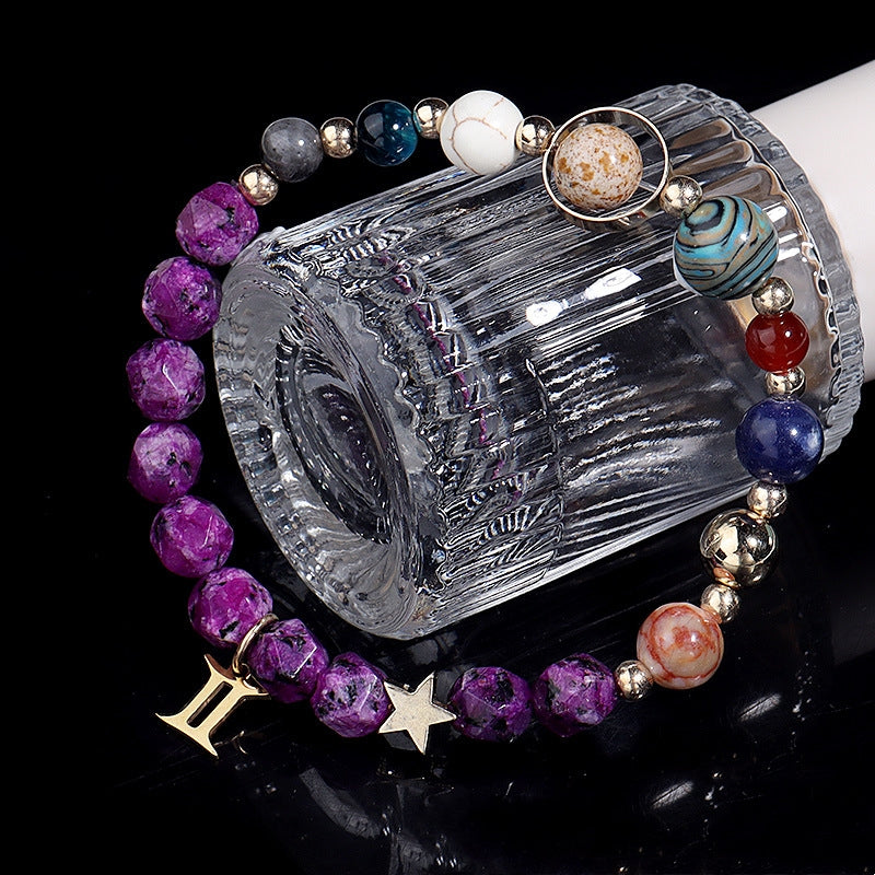 Spiritual Abacus Twelve Constellations Natural Stone Bracelet with Eight Planets