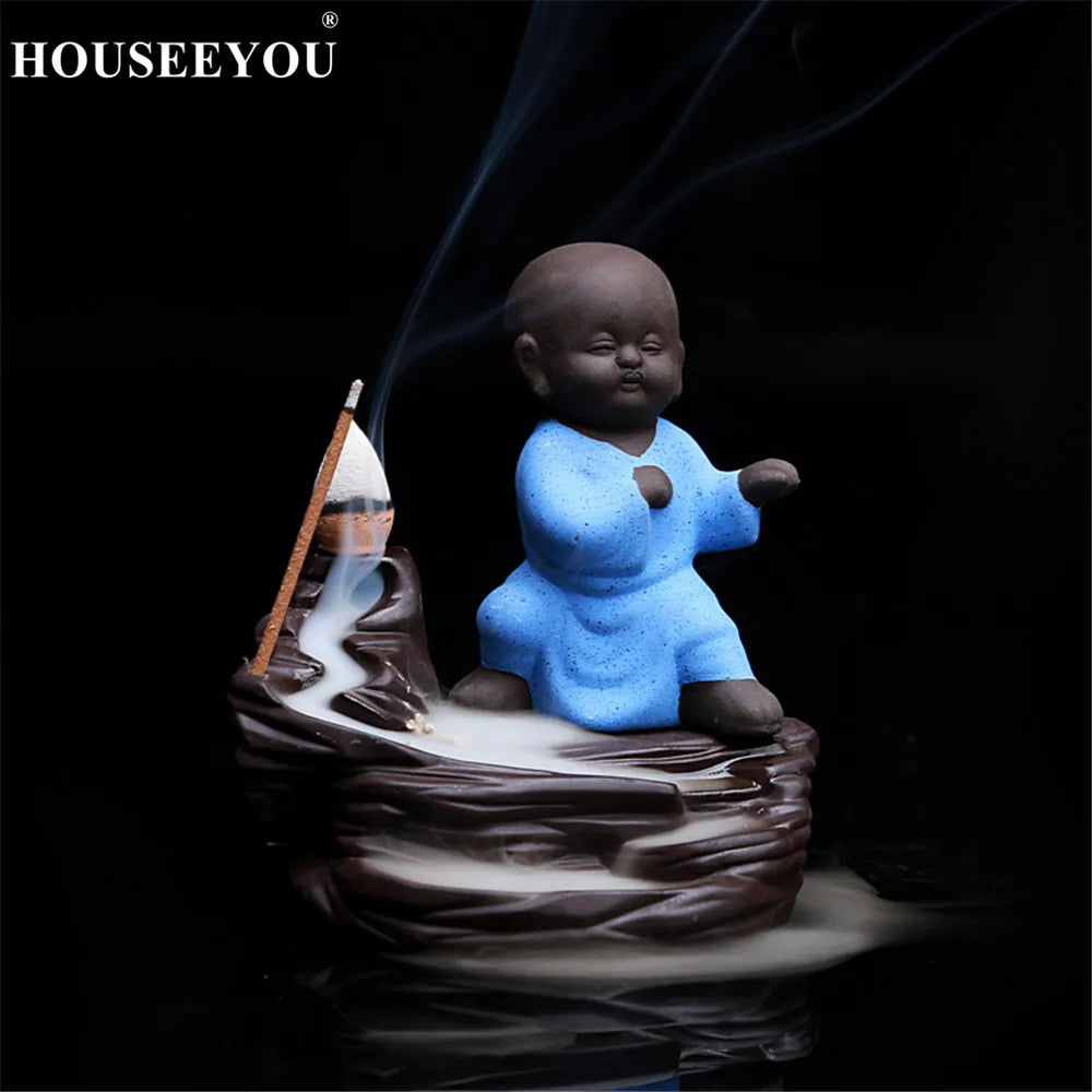 Spiritual Abacus Little Monk Backflow Incense Burner – Small Buddha Zen Aroma Censer for Home, Office, or Teahouse Decor