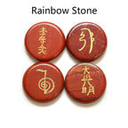 Spiritual Abacus 4-Piece Reiki Healing Stone Set – Natural Semi-Precious Crystal Slabs with Reiki Symbols (10 Color Options)