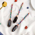 Spiritual Abacus Natural Obsidian Double Pointed Column Scepter Pendant