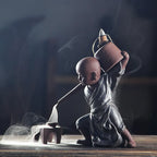 Spiritual Abacus Large Kung Fu Monk Backflow Incense Burner – Sandalwood Ceramic Waterfall Incense Holder for Home & Meditation Decor