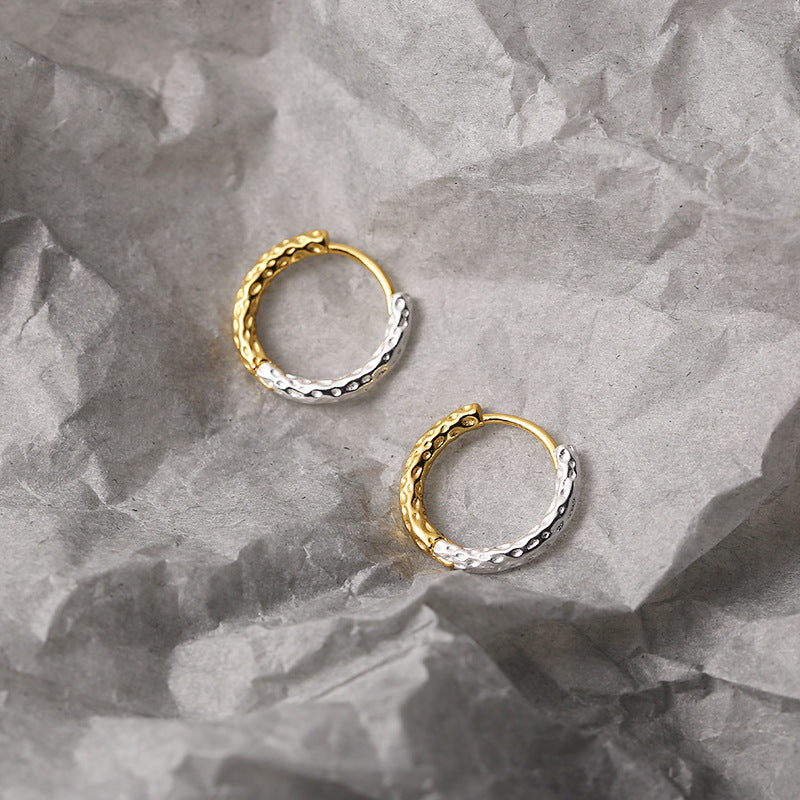 Spiritual Abacus 925 Sterling Silver Gold & Silver Two-Tone Circle Ear Clips for Women