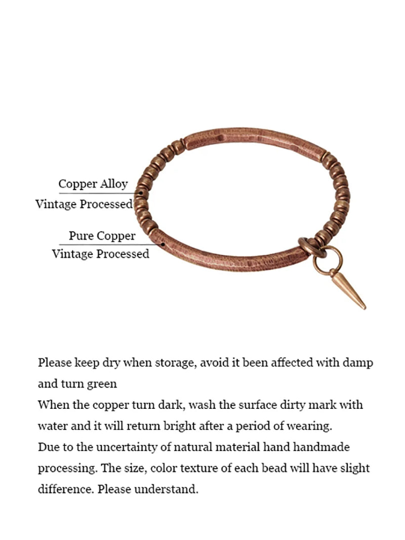 Spiritual Abacus Viking Hammered Copper Bracelet – Hand-Forged Pure Copper Cuff for Men & Women, Retro Oxidized Unisex Jewelry