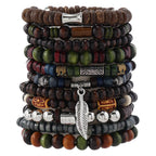 Spiritual Abacus 22-Piece Bohemian Retro Wooden Bead Bracelet Set