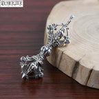 Spiritual Abacus ⚡ 925 Silver Tibetan Dorje Pendant Solid Sterling Vajra Amulet