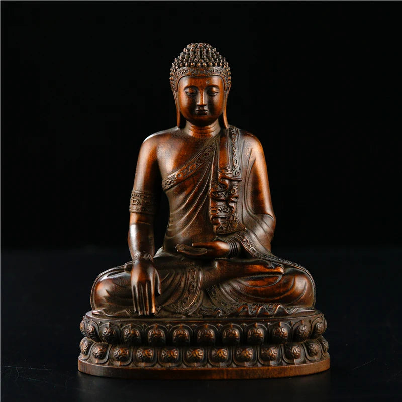 Spiritual Abacus – Thai Hand-Carved Wooden Meditating Buddha With Lotus Base – Zen Altar Figurine for Home, Office & Sacred Spaces
