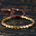 Spiritual Abacus Handmade Tibetan Copper Bead Bracelet – Adjustable Braided Rope Bracelet for Men & Women, Boho Vintage Jewelry Gift