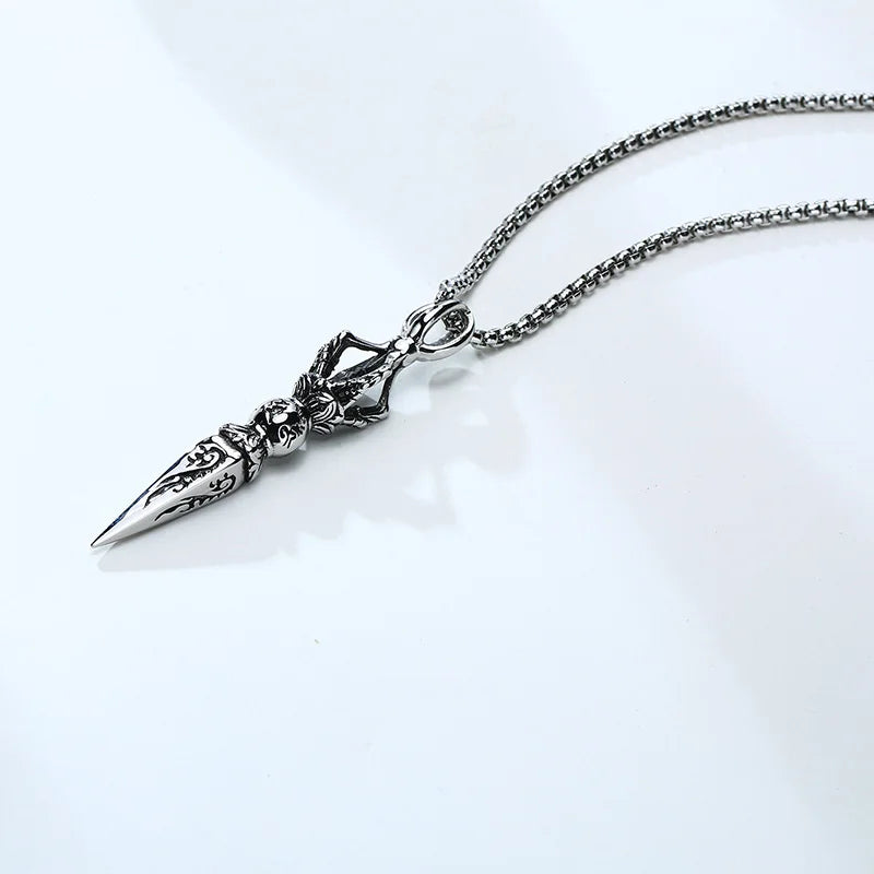 Spiritual Abacus ⚔️ Gandhanra Stainless Steel Tibetan Vajra Dagger Pendant