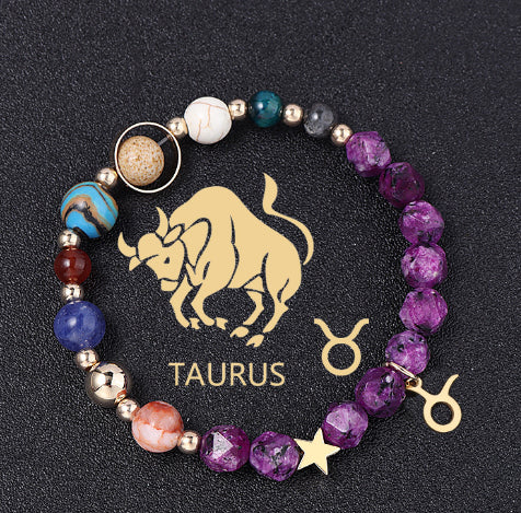 Spiritual Abacus Twelve Constellations Natural Stone Bracelet with Eight Planets