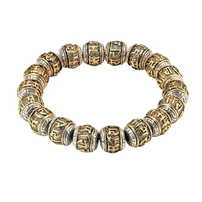 Spiritual Abacus Six-Word Mantra Bracelet – Traditional Buddhist OM MANI PADME HUM Amulet for Men & Women